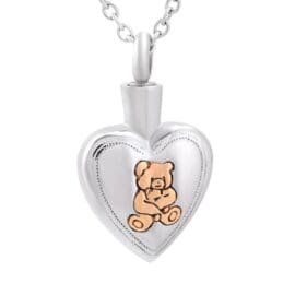 Stainless Steel - Teddy Bear Heart Pendant - Model #114