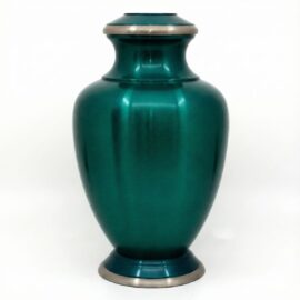 Teal Green Brass Urn